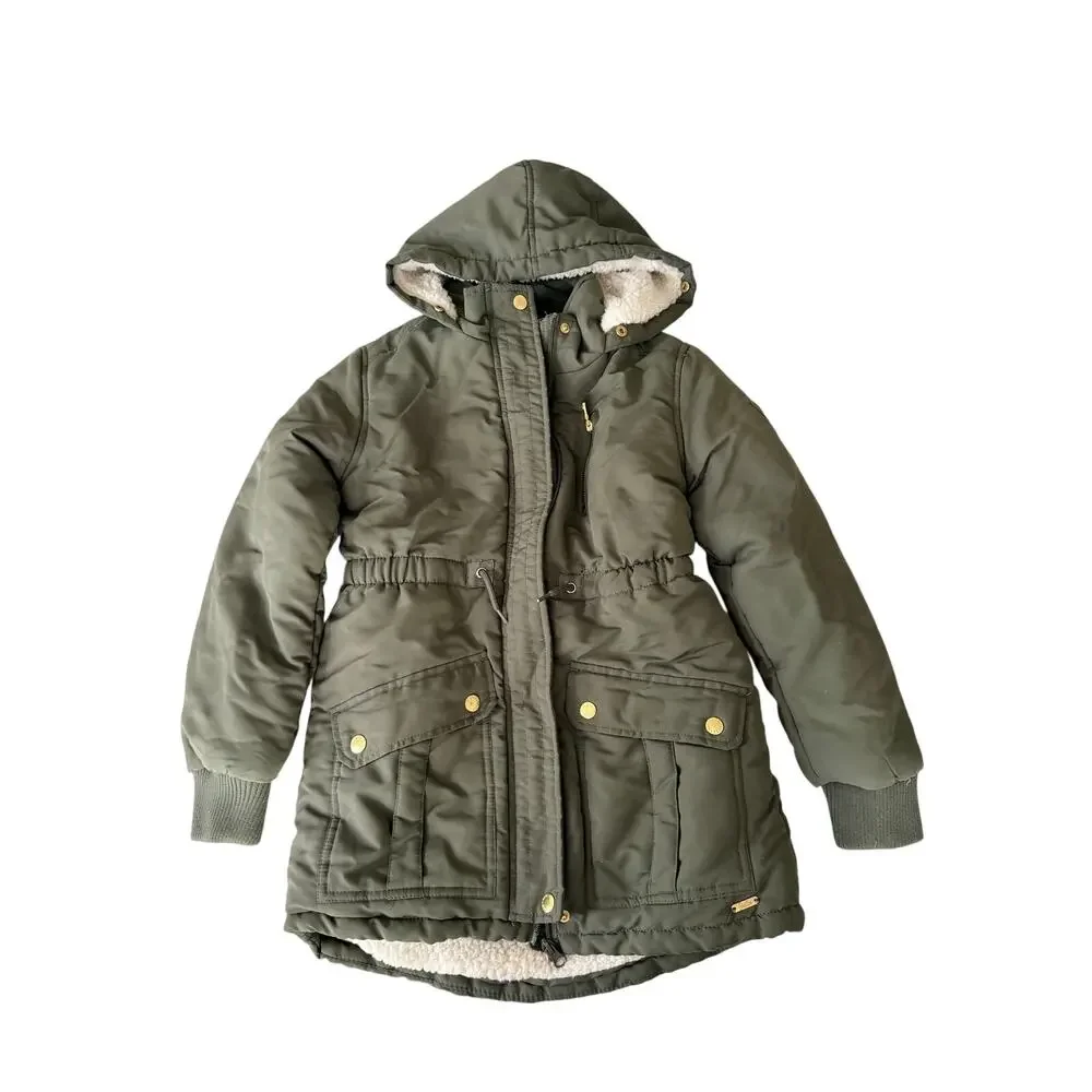 Justice Girls Olive Green Sherpa Lined Winter Parka
